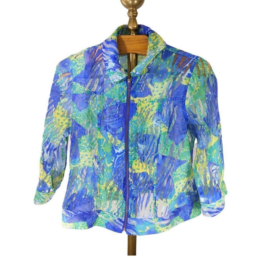 Coldwater Creek Colorful Mesh Jacket